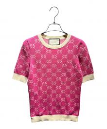 GUCCI（グッチ）の古着「ショートスリーブニット 555023 XKAHV 19SS」｜ピンク