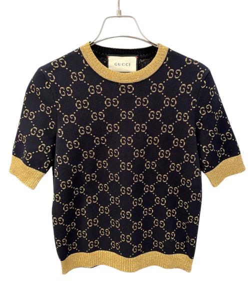 GUCCI（グッチ）GUCCI (グッチ) GGコットンラメ ファブリック トップス ネイビー×ゴールド サイズ:XSの古着・服飾アイテム