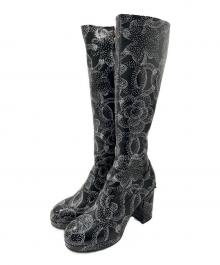 CHANEL（シャネル）の古着「CHANEL Camelia long boots カメリアロングブーツ」｜ブラック