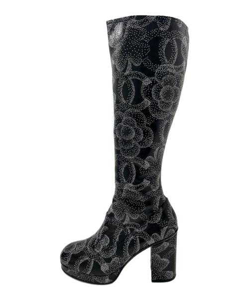 CHANEL（シャネル）CHANEL (シャネル) CHANEL Camelia long boots カメリアロングブーツ ブラック サイズ:39の古着・服飾アイテム