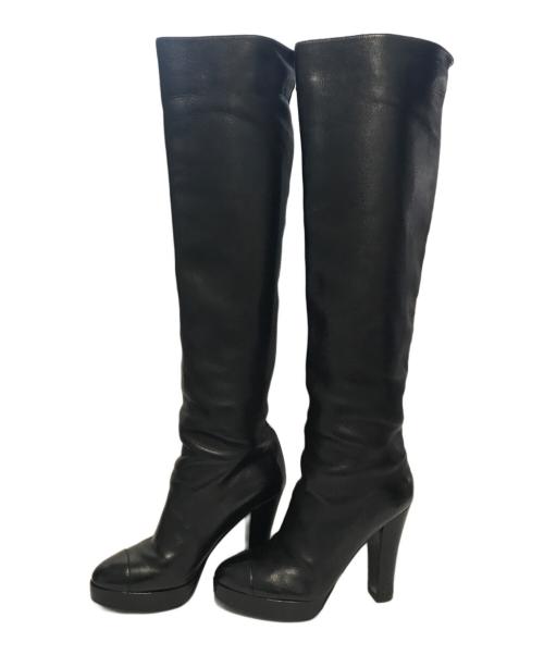 CHANEL（シャネル）CHANEL (シャネル) ロングブーツ ブラック サイズ:38 1/2の古着・服飾アイテム