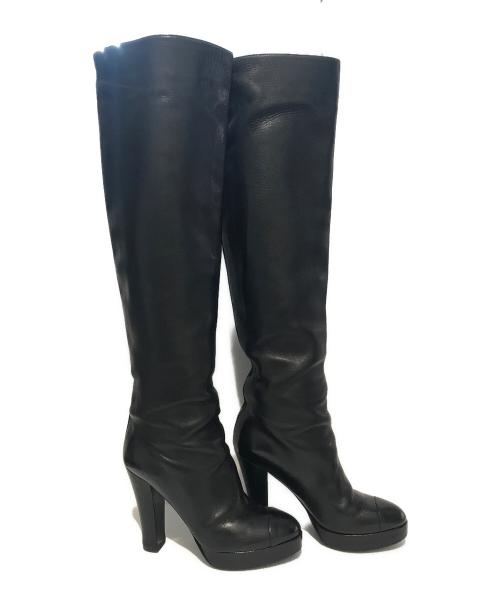 CHANEL（シャネル）CHANEL (シャネル) ロングブーツ ブラック サイズ:38 1/2の古着・服飾アイテム