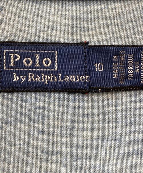 POLO RALPH LAUREN（ポロ・ラルフローレン）POLO RALPH LAUREN (ポロ・ラルフローレン) リボン付デニムハワンピース スカイブルー サイズ:10の古着・服飾アイテム
