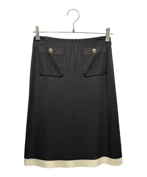 CHANEL（シャネル）CHANEL (シャネル) ココボタンニットスカート/P64748K60697 ブラック×ホワイト サイズ:34の古着・服飾アイテム