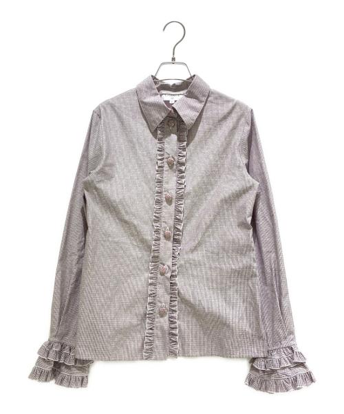 CHANEL（シャネル）CHANEL (シャネル) ロゴボタンフリルシャツ　P76770V48912 ライトピンク サイズ:34の古着・服飾アイテム