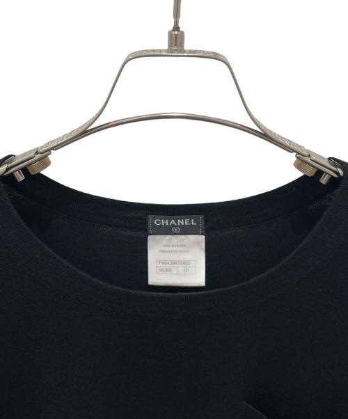 CHANEL（シャネル）CHANEL (シャネル) P46 ココマーク エンブレム半袖ニット ブラック サイズ:40の古着・服飾アイテム