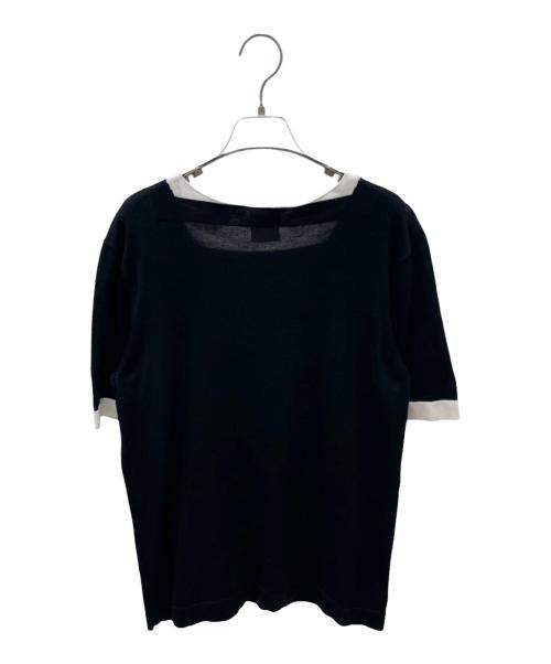 CHANEL（シャネル）CHANEL (シャネル) P44 シルク混半袖ニット ホワイト×ブラック サイズ:38の古着・服飾アイテム