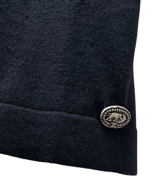 CHANEL（シャネル）CHANEL (シャネル) P44 シルク混半袖ニット ホワイト×ブラック サイズ:38の古着・服飾アイテム