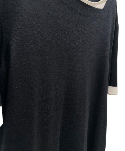 CHANEL（シャネル）CHANEL (シャネル) P44 シルク混半袖ニット ホワイト×ブラック サイズ:38の古着・服飾アイテム