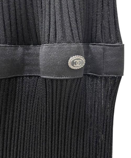 CHANEL（シャネル）CHANEL (シャネル) ココボタンニットワンピース ブラック サイズ:40の古着・服飾アイテム