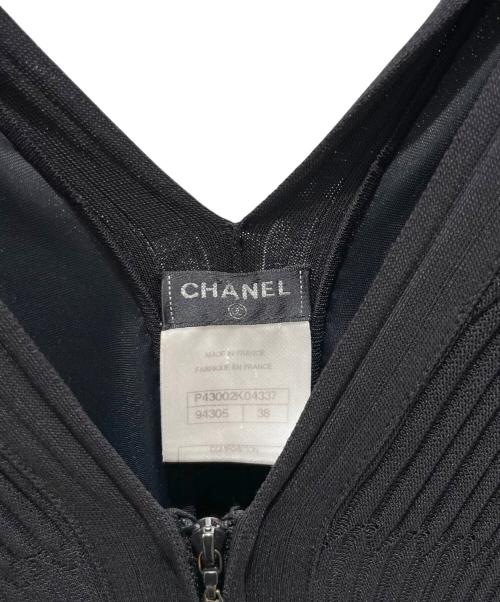 CHANEL（シャネル）CHANEL (シャネル) P43 ベルト付ニットワンピース ブラック サイズ:38の古着・服飾アイテム