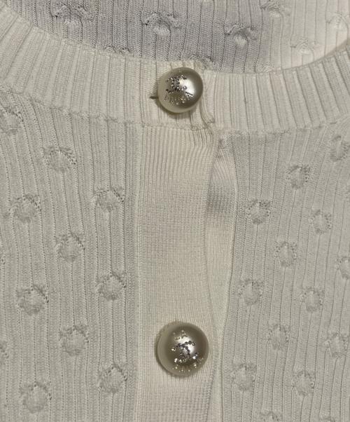 CHANEL（シャネル）CHANEL (シャネル) パールボタンカーディガン ホワイト サイズ:38の古着・服飾アイテム