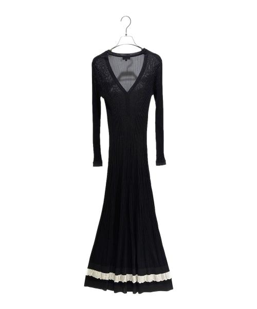 CHANEL（シャネル）CHANEL (シャネル) シルクロングニットワンピース　P70519K10046 ホワイト×ブラック サイズ:34の古着・服飾アイテム