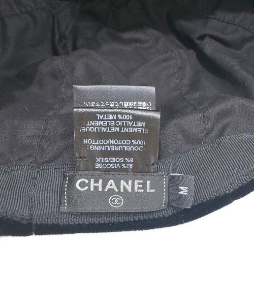 CHANEL（シャネル）CHANEL (シャネル) ワンポイントココロゴベロアキャスケット ブラック サイズ:Mの古着・服飾アイテム