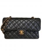 CHANELシャネル）の古着「Wフラップチェーンショルダーバッグ/マトラッセ23/キャビアスキン」｜ブラック