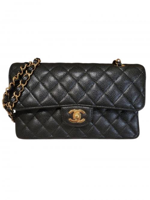 CHANEL（シャネル）CHANEL (シャネル) Wフラップチェーンショルダーバッグ/マトラッセ23/キャビアスキン ブラック サイズ:23の古着・服飾アイテム