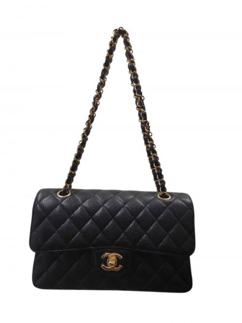 CHANEL（シャネル）CHANEL (シャネル) Wフラップチェーンショルダーバッグ/マトラッセ23/キャビアスキン ブラック サイズ:23の古着・服飾アイテム