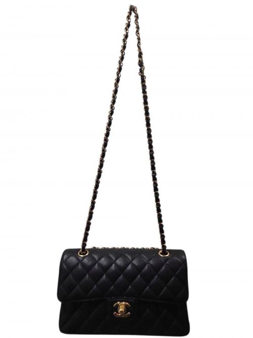 CHANEL（シャネル）CHANEL (シャネル) Wフラップチェーンショルダーバッグ/マトラッセ23/キャビアスキン ブラック サイズ:23の古着・服飾アイテム