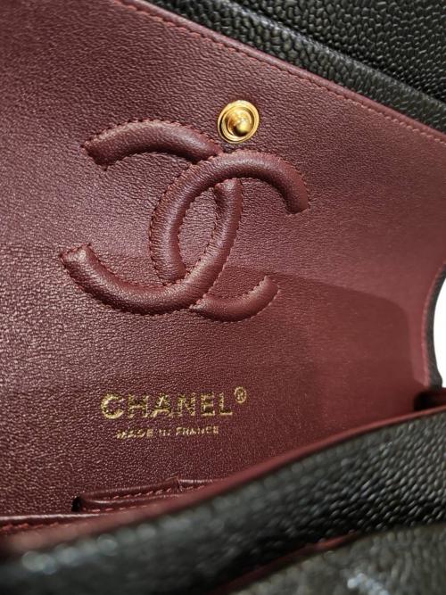CHANEL（シャネル）CHANEL (シャネル) Wフラップチェーンショルダーバッグ/マトラッセ23/キャビアスキン ブラック サイズ:23の古着・服飾アイテム