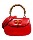 GUCCIグッチ）の古着「バンブーハンドルショルダーバッグ」｜レッド