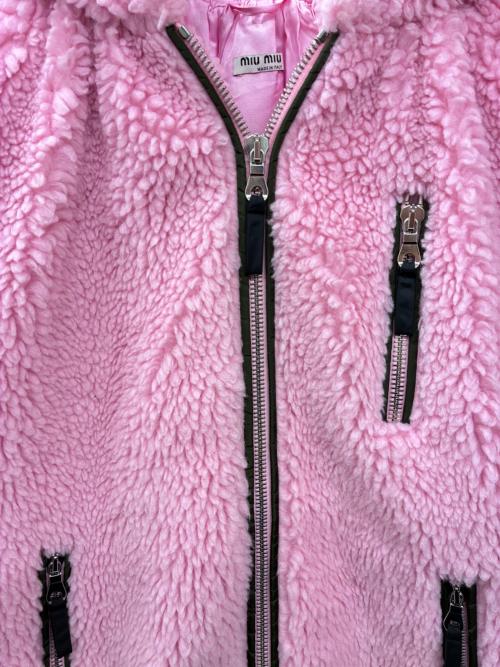 MIU MIU（ミュウミュウ）MIU MIU (ミュウミュウ) ボアフリースジャケット/ラグランスリーブジャケット ピンク サイズ:36の古着・服飾アイテム