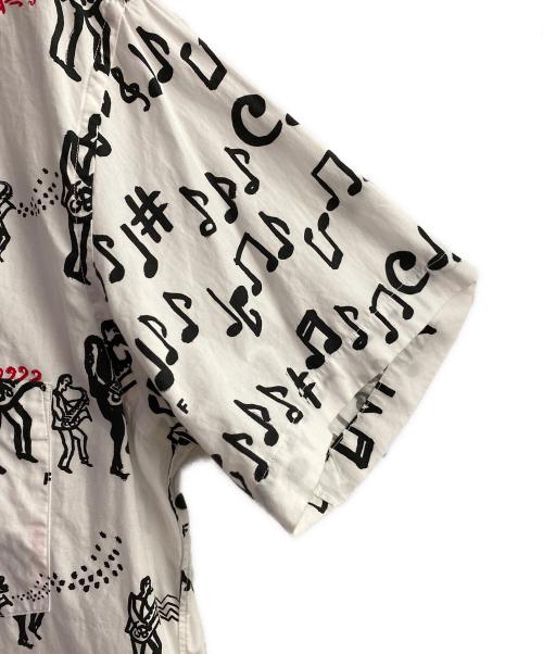 BLACK COMME des GARCONS（ブラックコムデギャルソン）BLACK COMME des GARCONS (ブラックコムデギャルソン) 音符柄半袖シャツ ホワイト サイズ:XLの古着・服飾アイテム