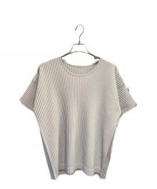 HOMME PLISSE ISSEY MIYAKE（オム プリッセ イッセイ ミヤケ）の古着「プリーツカットソー」｜ライトグレー