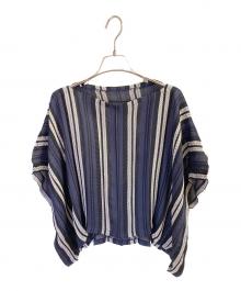 me ISSEY MIYAKE（ミーイッセイ ミヤケ）の古着「ストライプカットソー」｜ネイビー