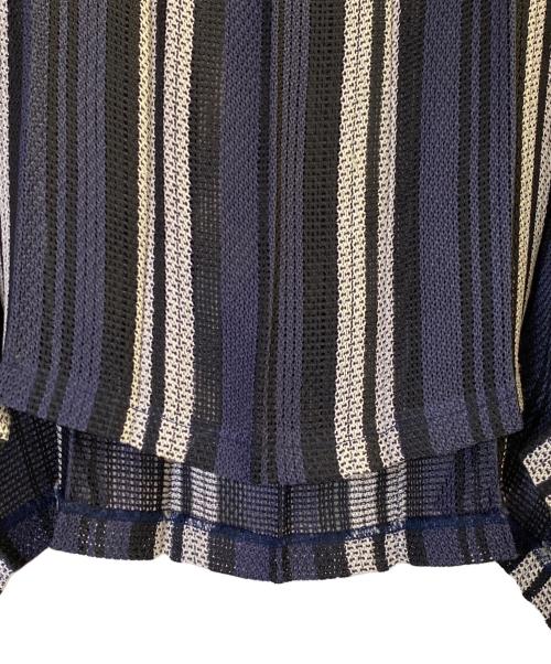 me ISSEY MIYAKE（ミーイッセイ ミヤケ）me ISSEY MIYAKE (ミーイッセイ ミヤケ) ストライプカットソー ネイビー サイズ:Ｆreeの古着・服飾アイテム