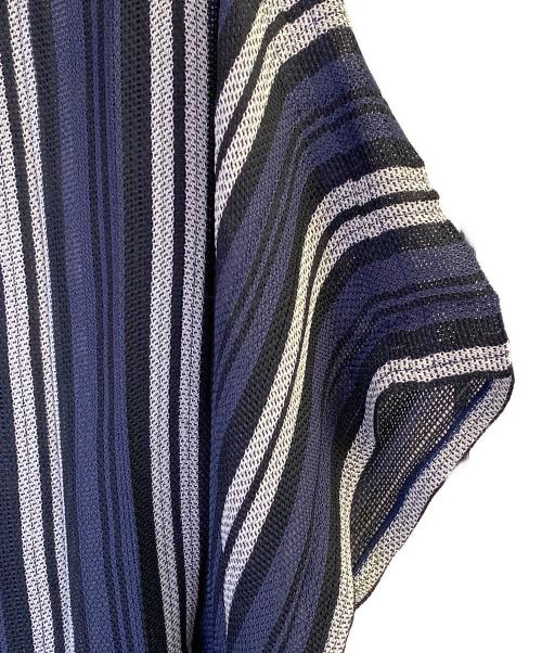 me ISSEY MIYAKE（ミーイッセイ ミヤケ）me ISSEY MIYAKE (ミーイッセイ ミヤケ) ストライプカットソー ネイビー サイズ:Ｆreeの古着・服飾アイテム