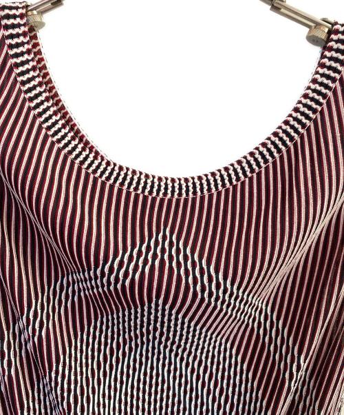 CHANEL（シャネル）CHANEL (シャネル) ニットノースリーブワンピース ブラック/レッド/ホワイト サイズ:40の古着・服飾アイテム