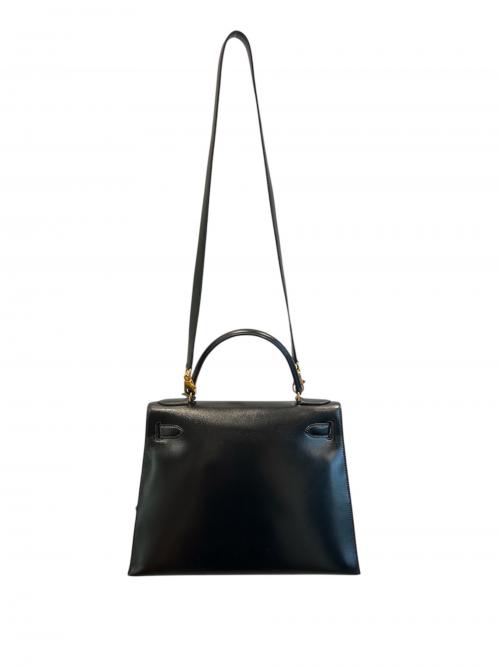 HERMES（エルメス）HERMES (エルメス) Kelly 28 ケリー 28/外縫い/ボックスカーフ/ブラック/〇J刻印：1980年製造/ゴールド金具 ブラック サイズ:28の古着・服飾アイテム