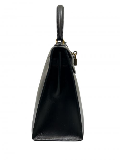 HERMES（エルメス）HERMES (エルメス) Kelly 28 ケリー 28/外縫い/ボックスカーフ/ブラック/〇J刻印：1980年製造/ゴールド金具 ブラック サイズ:28の古着・服飾アイテム