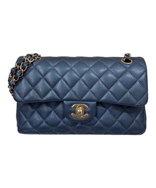 CHANEL（シャネル）CHANEL (シャネル) マトラッセ23 Wフラップチェーンショルダーバッグ  メタリックネイビー サイズ:23の古着・服飾アイテム