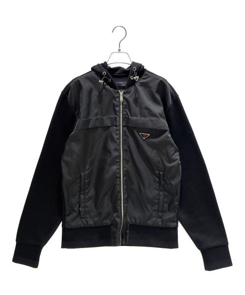 PRADA（プラダ）PRADA (プラダ) トライアングルロゴナイロン切替ジップパーカー　UJL070 ブラック サイズ:Sの古着・服飾アイテム