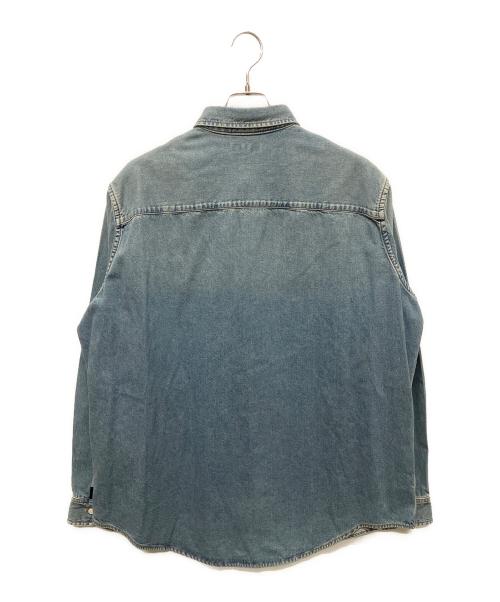 BALENCIAGA（バレンシアガ）BALENCIAGA (バレンシアガ) Logo Embroidered Denim Shirt/ウォッシュ加工ロゴ刺繍デニムシャツ ブルー サイズ:37の古着・服飾アイテム