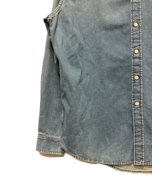 BALENCIAGA（バレンシアガ）BALENCIAGA (バレンシアガ) Logo Embroidered Denim Shirt/ウォッシュ加工ロゴ刺繍デニムシャツ ブルー サイズ:37の古着・服飾アイテム