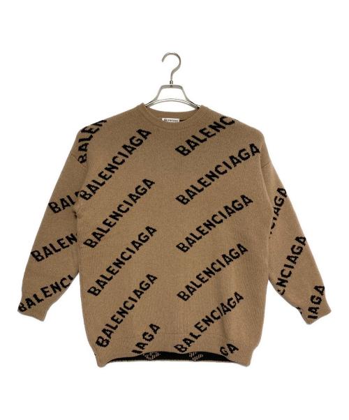 BALENCIAGA（バレンシアガ）BALENCIAGA (バレンシアガ) 総柄ロゴニット ベージュ サイズ:XSの古着・服飾アイテム