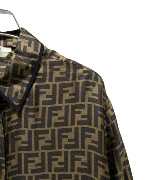 FENDI（フェンディ）FENDI (フェンディ) ズッカ柄シルクシャツワンピース ブラウン サイズ:36の古着・服飾アイテム