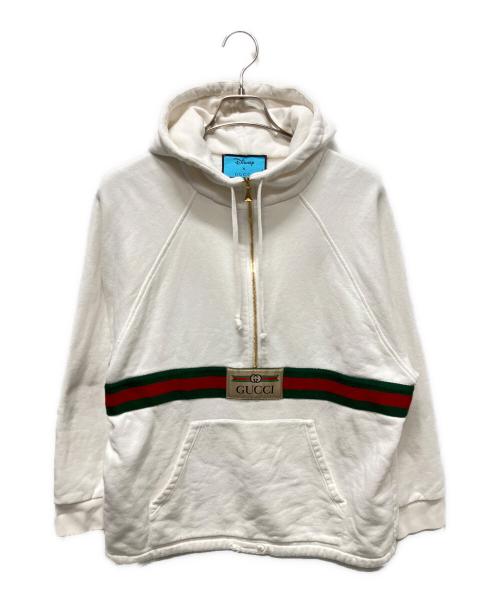 GUCCI（グッチ）GUCCI (グッチ) DISNEY (ディズニー) Half-Zip Logo Sweatshirt/ドナルドハーフジップパーカー ホワイト サイズ:Sの古着・服飾アイテム