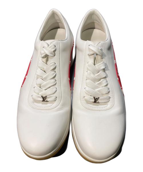 LOUIS VUITTON（ルイ ヴィトン）LOUIS VUITTON (ルイ ヴィトン) Supreme (シュプリーム) モノグラムレザースニーカー ホワイト×レッド サイズ:8の古着・服飾アイテム