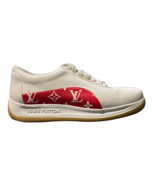 LOUIS VUITTON（ルイ ヴィトン）LOUIS VUITTON (ルイ ヴィトン) Supreme (シュプリーム) モノグラムレザースニーカー ホワイト×レッド サイズ:8の古着・服飾アイテム