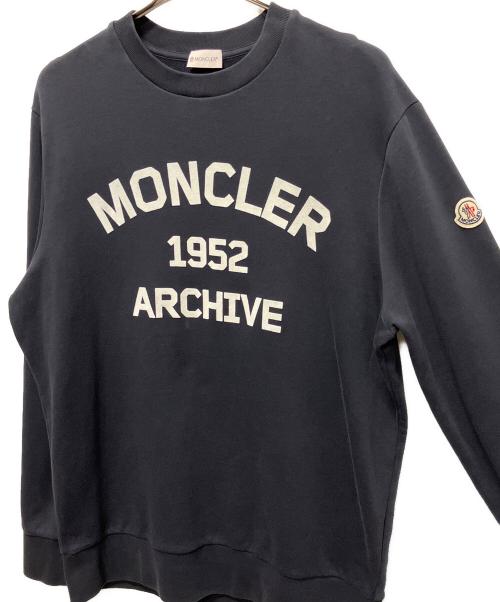 MONCLER（モンクレール）MONCLER (モンクレール) Flocked Logo Cotton Sweatshiert/フロッキーロゴスウェット ネイビー サイズ:Lの古着・服飾アイテム