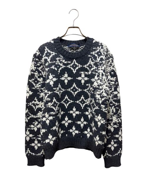 LOUIS VUITTON（ルイ ヴィトン）LOUIS VUITTON (ルイ ヴィトン) ディストーテッドモノグラムニット グレー×ホワイト サイズ:Ｍの古着・服飾アイテム