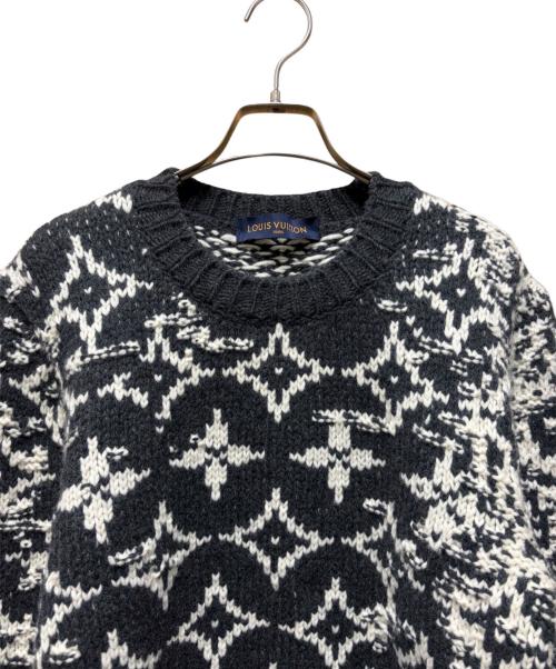 LOUIS VUITTON（ルイ ヴィトン）LOUIS VUITTON (ルイ ヴィトン) ディストーテッドモノグラムニット グレー×ホワイト サイズ:Ｍの古着・服飾アイテム