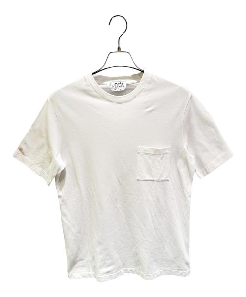 HERMES（エルメス）HERMES (エルメス) Ｈ刺繍 鹿の子ポケットTシャツ ホワイト サイズ:Mの古着・服飾アイテム