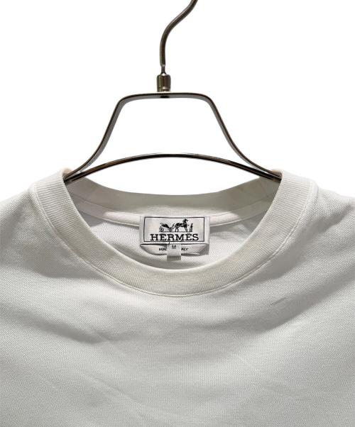 HERMES（エルメス）HERMES (エルメス) Ｈ刺繍 鹿の子ポケットTシャツ ホワイト サイズ:Mの古着・服飾アイテム