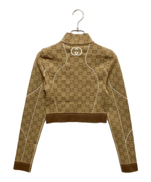 GUCCI（グッチ）GUCCI (グッチ) GUCCI Cropped Logo Sweatshirt/クロップドGGハーフジップスウェット ブラウン サイズ:Sの古着・服飾アイテム