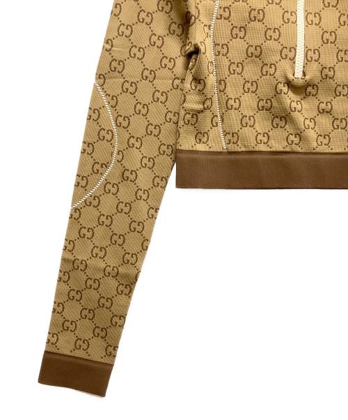 GUCCI（グッチ）GUCCI (グッチ) GUCCI Cropped Logo Sweatshirt/クロップドGGハーフジップスウェット ブラウン サイズ:Sの古着・服飾アイテム