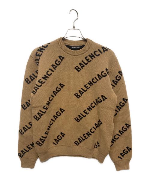 BALENCIAGA（バレンシアガ）BALENCIAGA (バレンシアガ) オールオーバーロゴニット ブラウン サイズ:Mの古着・服飾アイテム